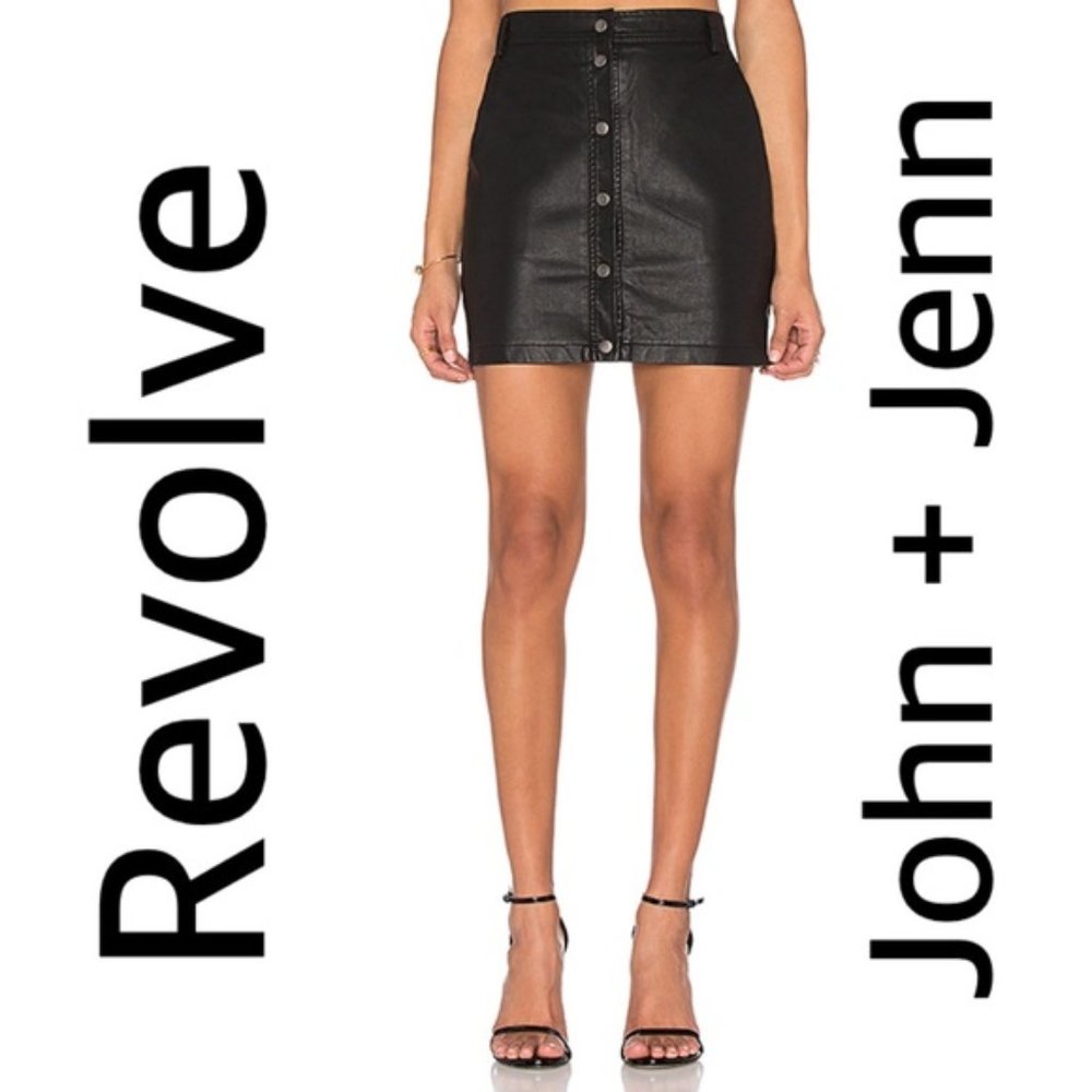 Revolve Mert Button Front Skirt in Caviar Size XS